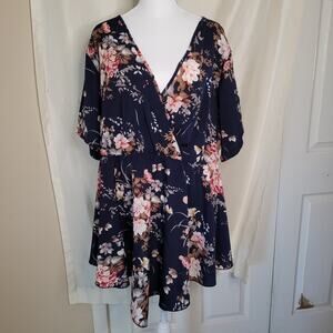 Women's 3XL Black Shirt with Floral Print - Excellent Condition